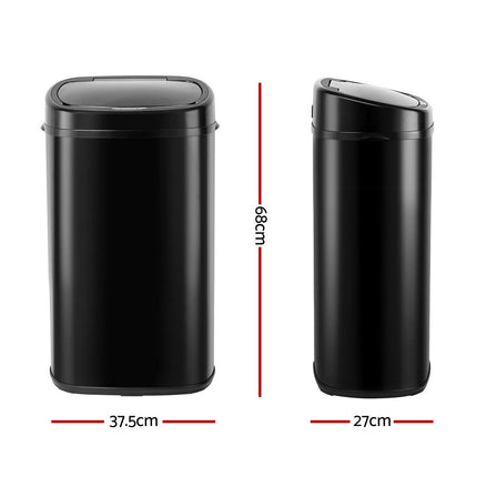 Devanti 58L Motion Sensor Bin Rubbish Automatic Black.