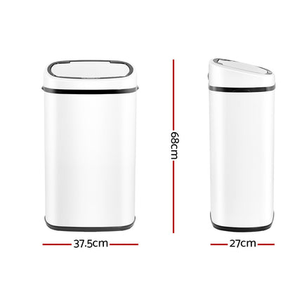 Devanti 58L Motion Sensor Bin Rubbish Automatic White.