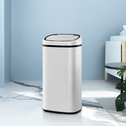 Devanti 58L Motion Sensor Bin Rubbish Automatic White.
