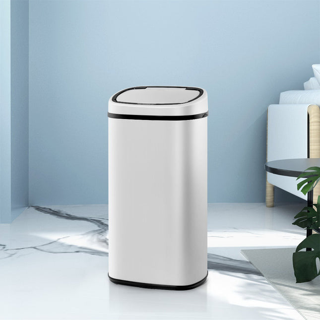 Devanti 58L Motion Sensor Bin Rubbish Automatic White.