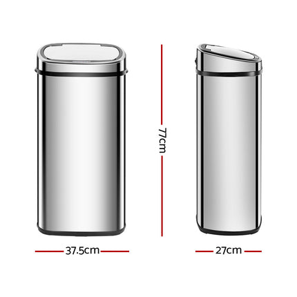 Devanti 68L Motion Sensor Bin Rubbish Automatic Silver.