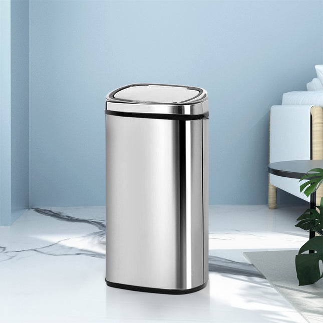 Devanti 68L Motion Sensor Bin Rubbish Automatic Silver.
