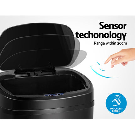 Devanti 68L Motion Sensor Bin Rubbish Automatic Black.