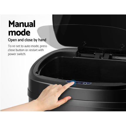Devanti 68L Motion Sensor Bin Rubbish Automatic Black.