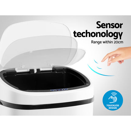 Devanti 68L Motion Sensor Bin Rubbish Automatic White.