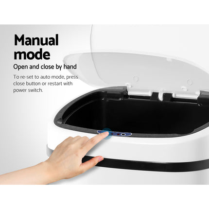 Devanti 68L Motion Sensor Bin Rubbish Automatic White.