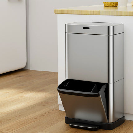 Devanti 70L Motion Sensor Bin Pedal Bins Automatic Siver.