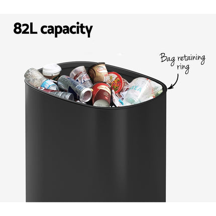 Devanti 82L Motion Sensor Bin Rubbish Automatic Black.