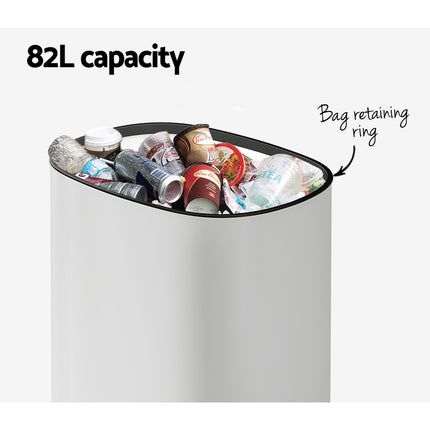 Devanti 82L Motion Sensor Bin Rubbish Automatic White.
