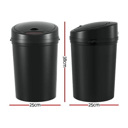 Devanti Sensor Bin Motion Rubbish Bins Kitchen Automatic Trash Can Black 9L.