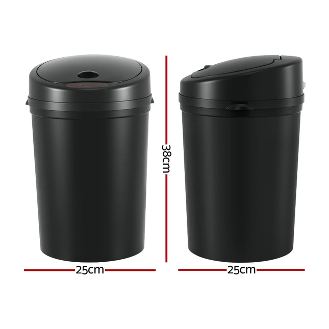 Devanti Sensor Bin Motion Rubbish Bins Kitchen Automatic Trash Can Black 9L.