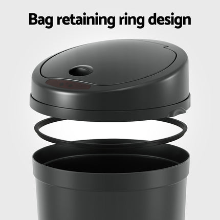 Devanti Sensor Bin Motion Rubbish Bins Kitchen Automatic Trash Can Black 9L.