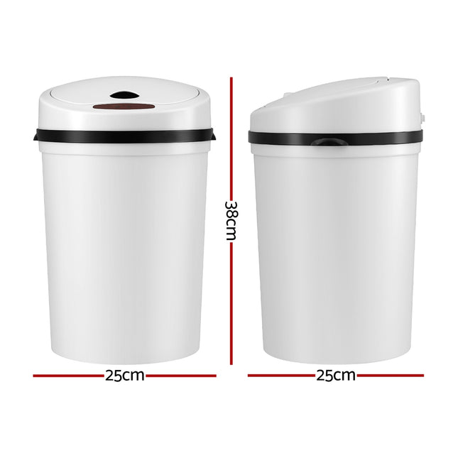 Devanti Sensor Bin Motion Rubbish Bins Kitchen Automatic Trash Can White 9L.