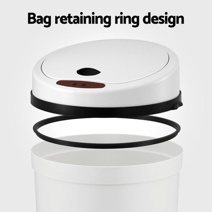 Devanti Sensor Bin Motion Rubbish Bins Kitchen Automatic Trash Can White 9L.