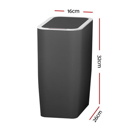 Devanti 9L Motion Sensor Bin Rubbish Automatic Ash Black.