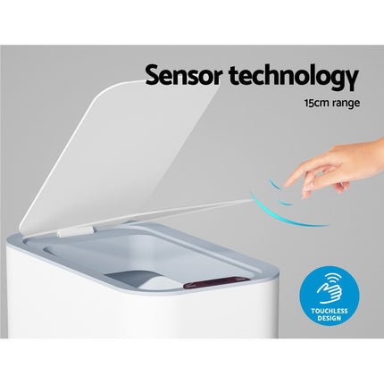 Devanti 9L Motion Sensor Bin Rubbish Automatic White.