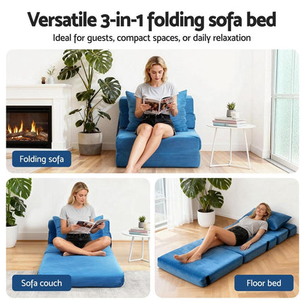 Artiss Convertible Folding Sofa Bed Armless Lounger Foam Floor Sofas Futons Couches.