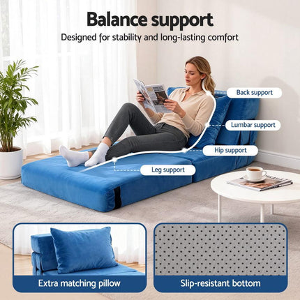 Artiss Convertible Folding Sofa Bed Armless Lounger Foam Floor Sofas Futons Couches.