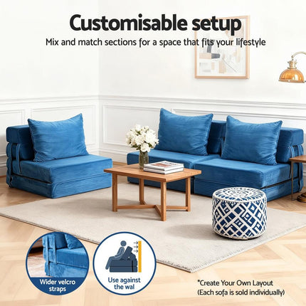 Artiss Convertible Folding Sofa Bed Armless Lounger Foam Floor Sofas Futons Couches.