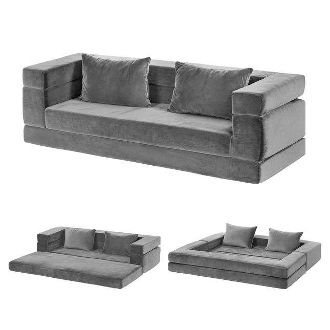 Artiss Convertible Folding Sofa Bed Pull Out Mattress Foldable Lounge Couch Grey.
