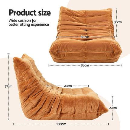 Artiss Lazy Sofa Accent Chair Floor Couch Leisure Lounge Foam Pouffe Recliner.