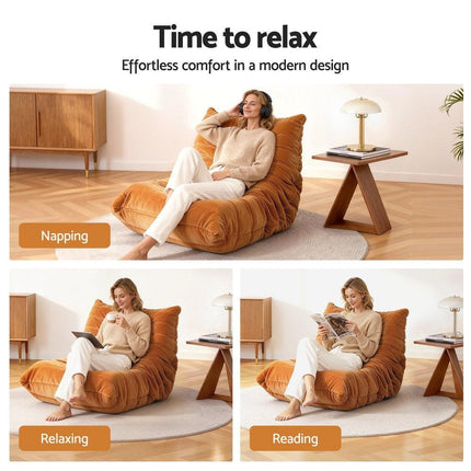 Artiss Lazy Sofa Accent Chair Floor Couch Leisure Lounge Foam Pouffe Recliner.