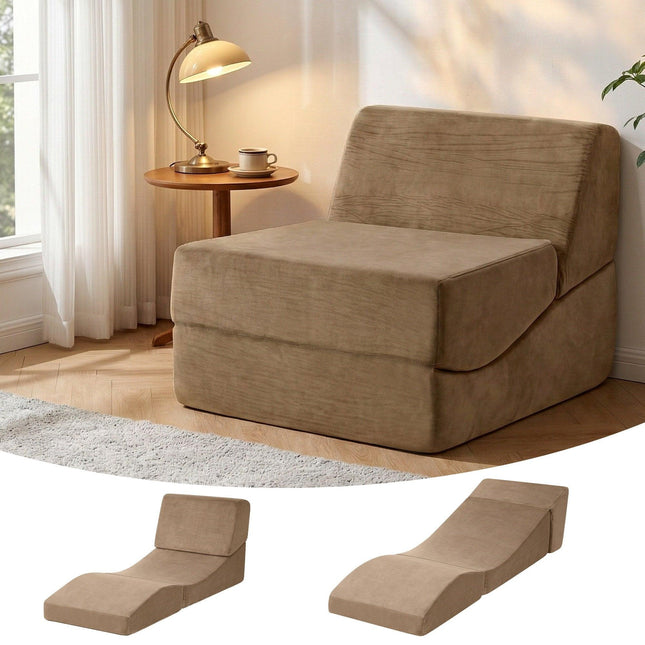 Artiss Folding Sofa Bed Convertible Armless Foam Floor Futon Lounger Couch Brown.