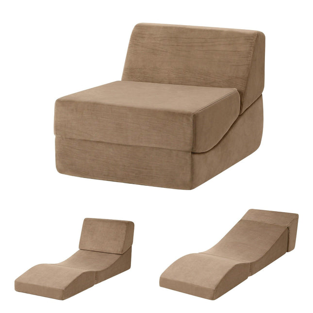 Artiss Folding Sofa Bed Convertible Armless Foam Floor Futon Lounger Couch Brown.