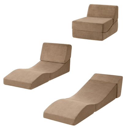 Artiss Folding Sofa Bed Convertible Armless Foam Floor Futon Lounger Couch Brown.