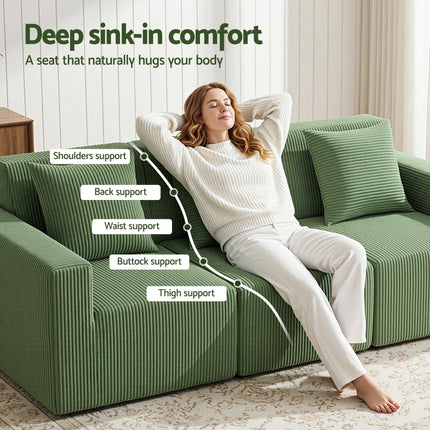 Artiss Modular 3-Seater Sofa Bed Convertible Sectional Floor Couch with Deep Seat.