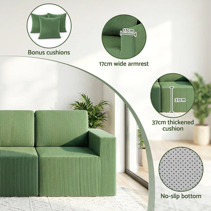 Artiss Modular 3-Seater Sofa Bed Convertible Sectional Floor Couch with Deep Seat.