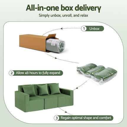 Artiss Modular 3-Seater Sofa Bed Convertible Sectional Floor Couch with Deep Seat.