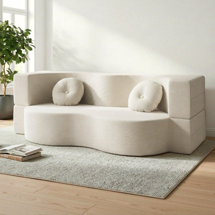 Artiss Folding Sofa Bed Floor Couch 2-in-1 Convertible Futon Loveseat Beige.