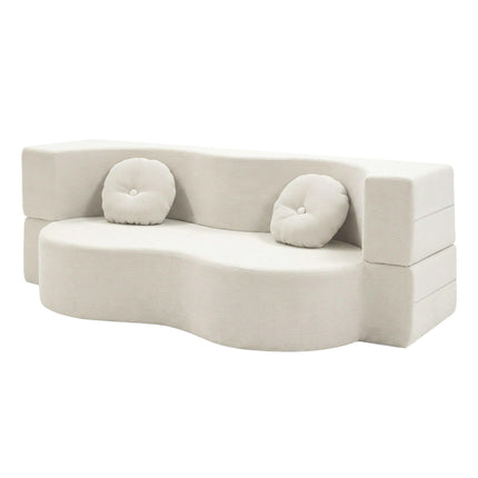Artiss Folding Sofa Bed Floor Couch 2-in-1 Convertible Futon Loveseat Beige.