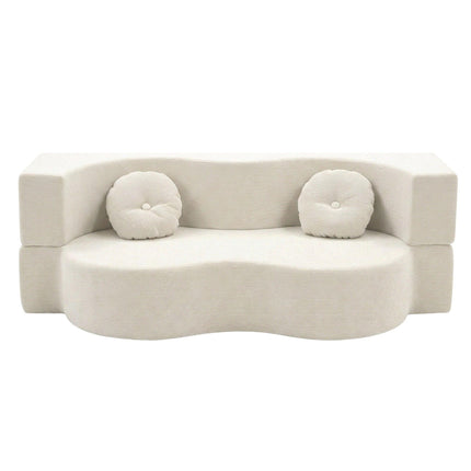 Artiss Folding Sofa Bed Floor Couch 2-in-1 Convertible Futon Loveseat Beige.