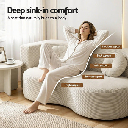 Artiss Folding Sofa Bed Floor Couch 2-in-1 Convertible Futon Loveseat Beige.