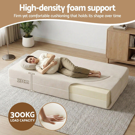 Artiss Folding Sofa Bed Floor Couch 2-in-1 Convertible Futon Loveseat Beige.