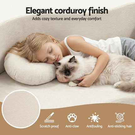 Artiss Folding Sofa Bed Floor Couch 2-in-1 Convertible Futon Loveseat Beige.