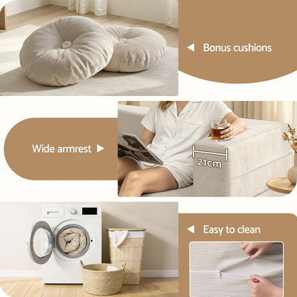 Artiss Folding Sofa Bed Floor Couch 2-in-1 Convertible Futon Loveseat Beige.