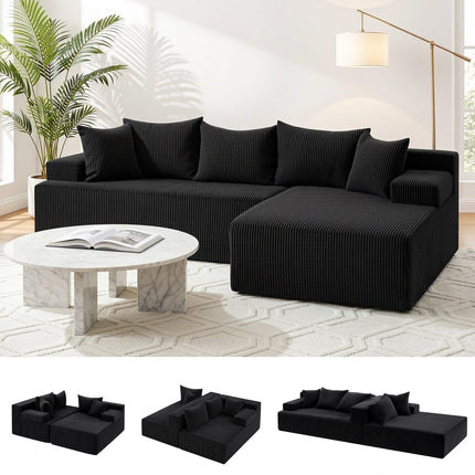 Artiss Modular Sectional Sofa Bed Convertible L-Shaped Couch with Deep Seat for Living Room.