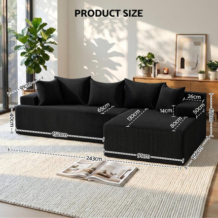 Artiss Modular Sectional Sofa Bed Convertible L-Shaped Couch with Deep Seat for Living Room.