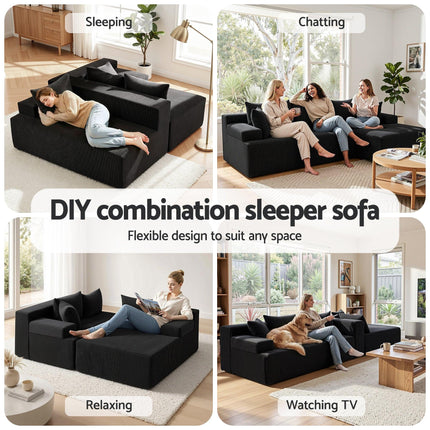 Artiss Modular Sectional Sofa Bed Convertible L-Shaped Couch with Deep Seat for Living Room.