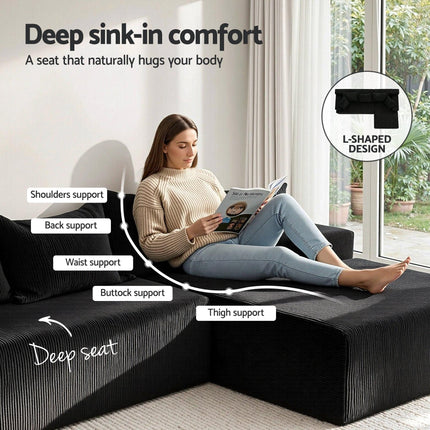 Artiss Modular Sectional Sofa Bed Convertible L-Shaped Couch with Deep Seat for Living Room.