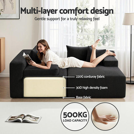 Artiss Modular Sectional Sofa Bed Convertible L-Shaped Couch with Deep Seat for Living Room.
