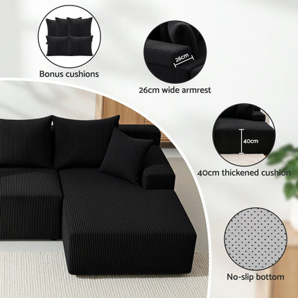 Artiss Modular Sectional Sofa Bed Convertible L-Shaped Couch with Deep Seat for Living Room.