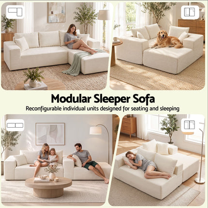 Artiss Modular Sectional Sofa 4-Seater L-Shaped Boneless Sofa Bed Chaise Lounge