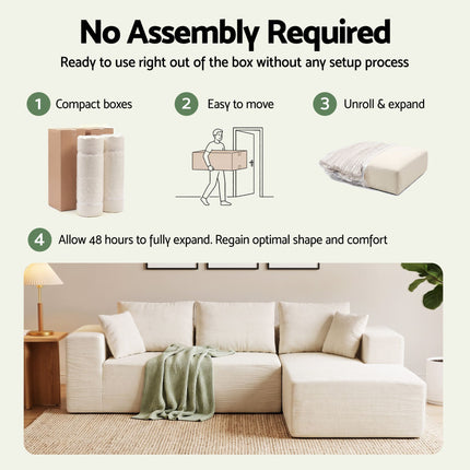 Artiss Modular Sectional Sofa 4-Seater L-Shaped Boneless Sofa Bed Chaise Lounge