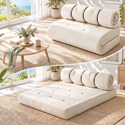 Artiss Convertible Sofa Bed Roll-Up Sleeper Chair Fold Out Couch Floor Lounge
