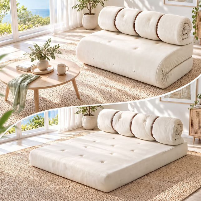 Artiss Convertible Sofa Bed Roll-Up Sleeper Chair Fold Out Couch Floor Lounge