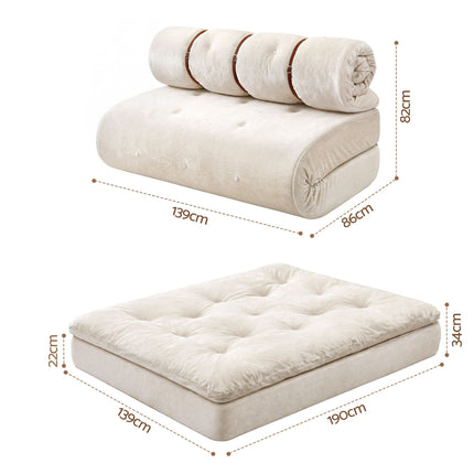 Artiss Convertible Sofa Bed Roll-Up Sleeper Chair Fold Out Couch Floor Lounge